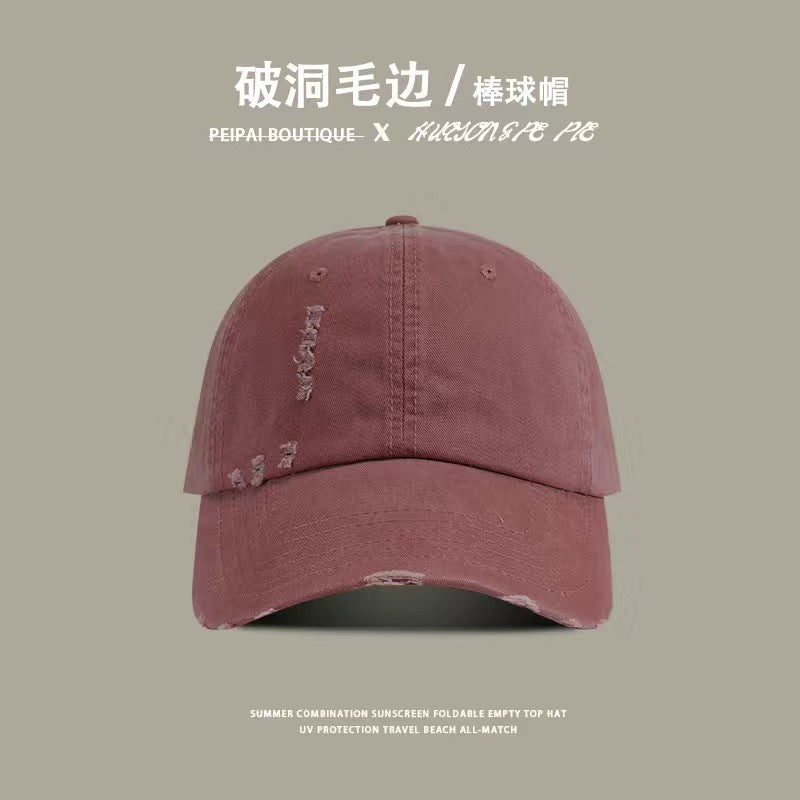 Wholesale Solid Color Ripped Cotton Hat Baseball Cap ACC-HT-KME005