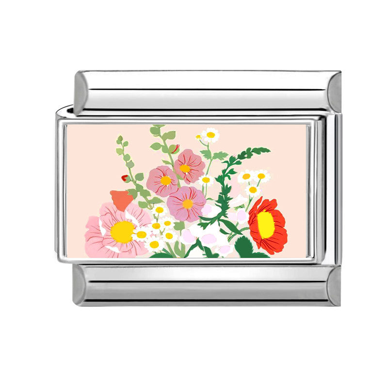 Wholesale 9mm Italian Charm Starter Bracelets DIY square Single Section Creative Stainless Steel Composable Bracelet