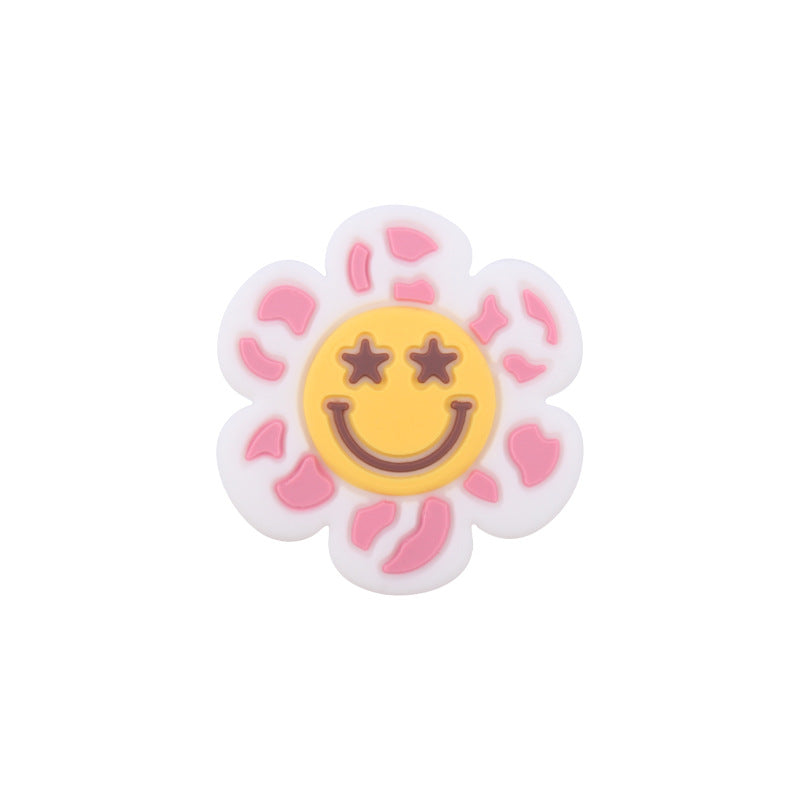 Wholesale 10pcs Cartoon Smiling Face Flower Silicone Beads ACC-BDS-GuangTian011