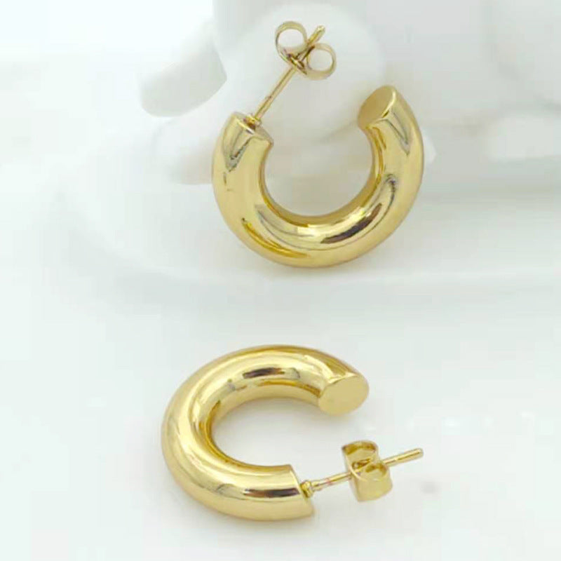 Wholesale stainless steel  C- shaped 14K earrings