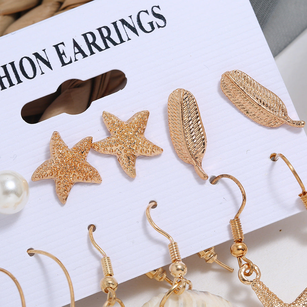 Wholesale starfish big circle scallop earrings