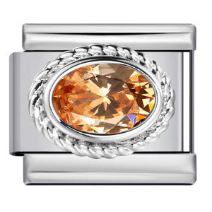 Wholesale  Italian Charm Bracelet 9mm DIY Oval Micro-Inlaid Colored Stone Creative Stainless Steel Composable Bracelet