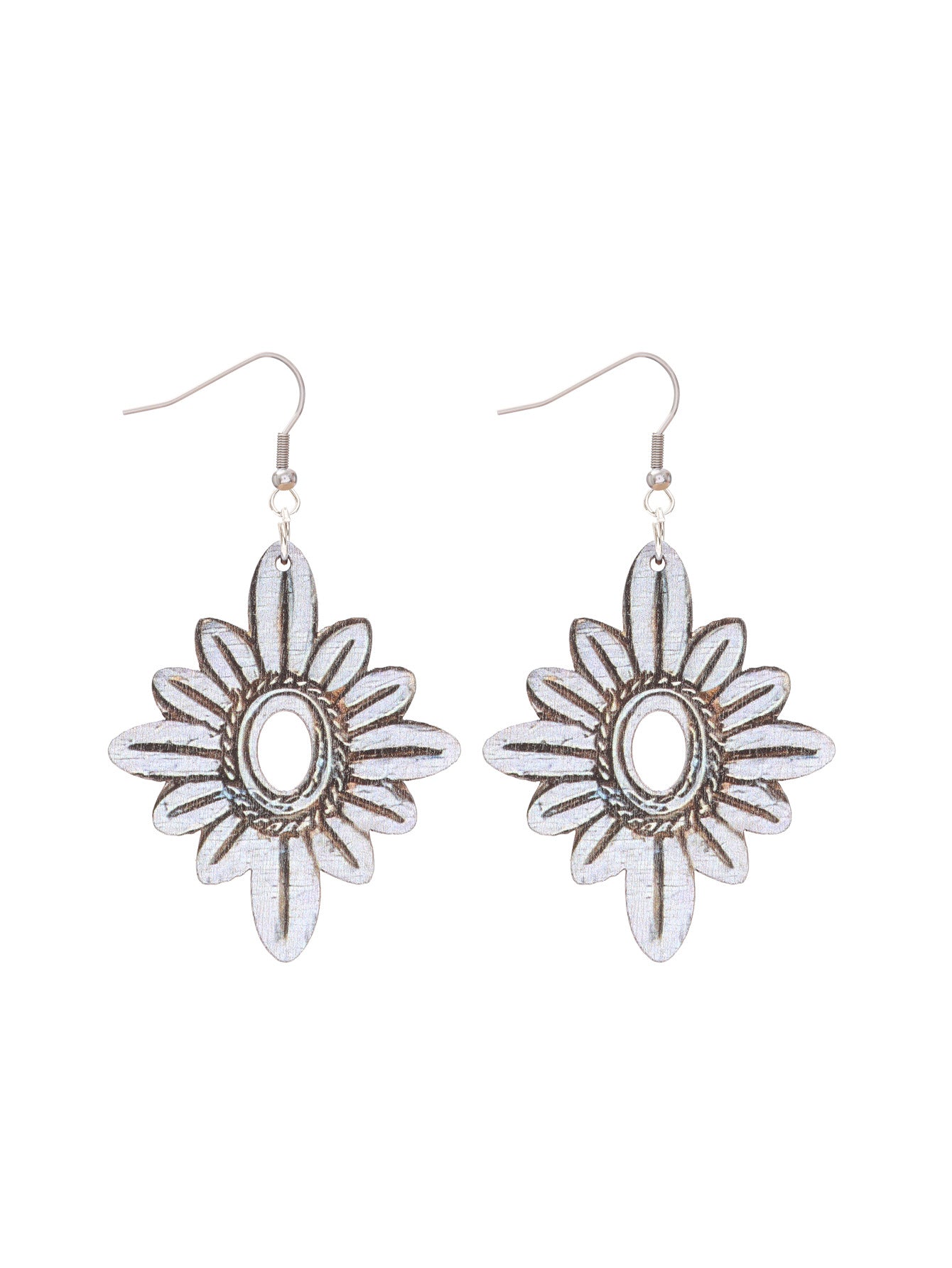 Wholesale Bohemian Vintage Sunflower Sunflower Hollow Wooden Earrings