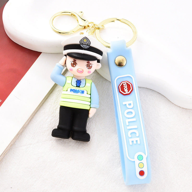 Wholesale original firemen salute traffic police keychain