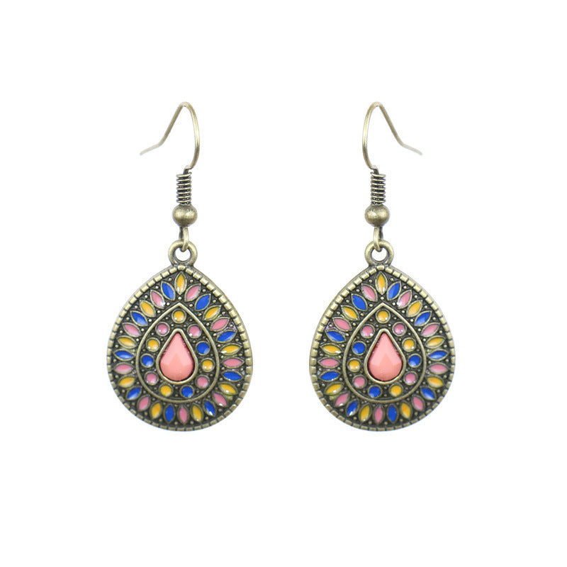 Wholesale Alloy Clear Drip Oil Geometric Bohemian Earrings for Women Fashion Accessory
