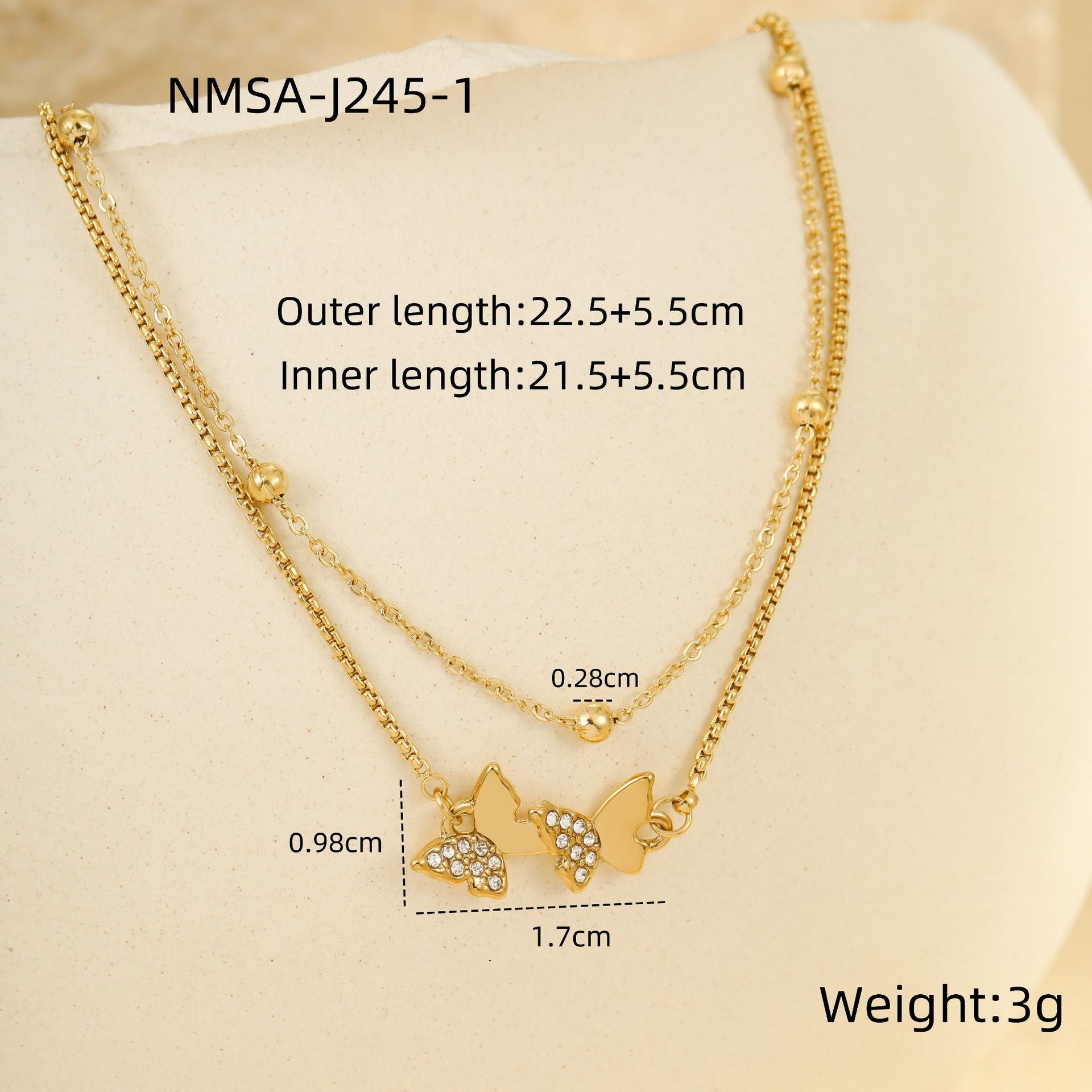 Wholesale Stainless steel color butterfly beach anklet