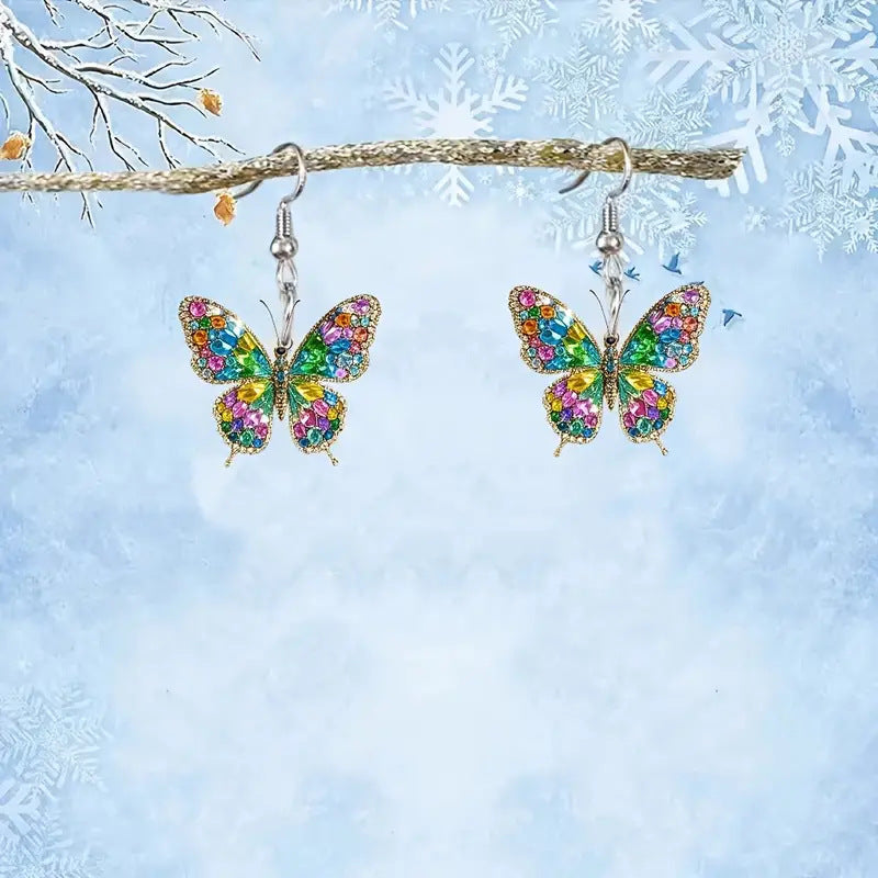 Wholesale  Retro Colorful Butterfly 2d Acrylic Earrings