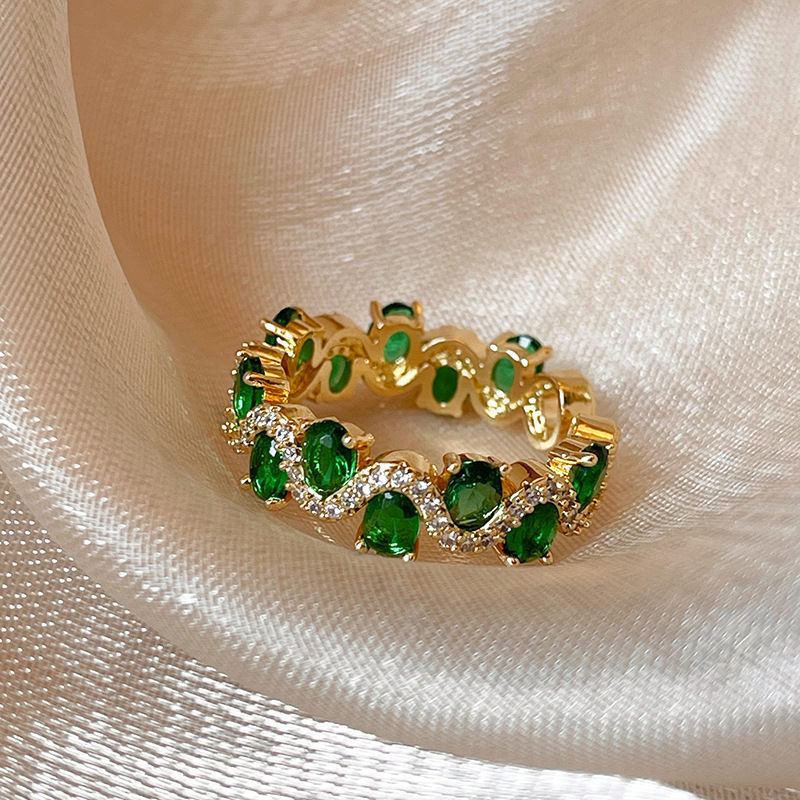 Wholesale French Retro Open Ring with Colorful Crystals Adjustable Fashion Jewelry Accessory