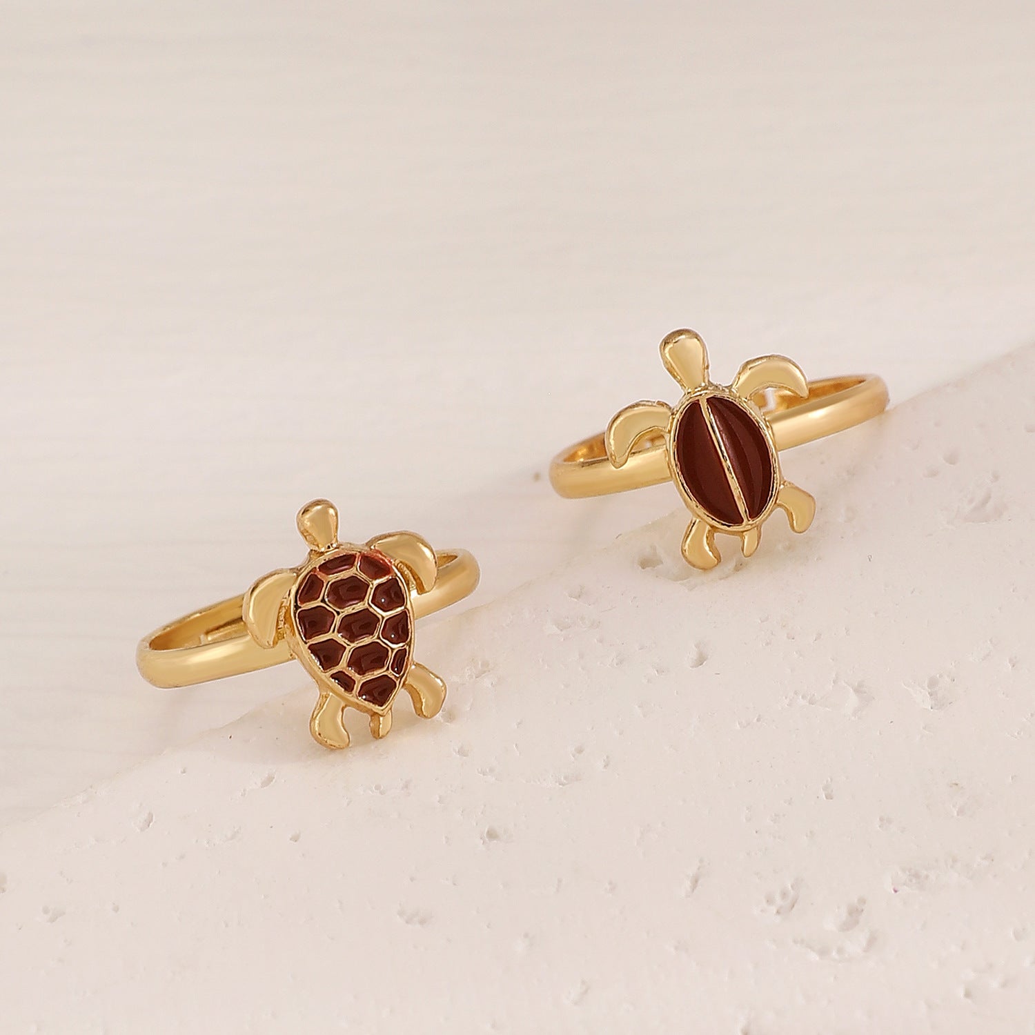 Wholesale Two Cute Turtles Stacked Rings