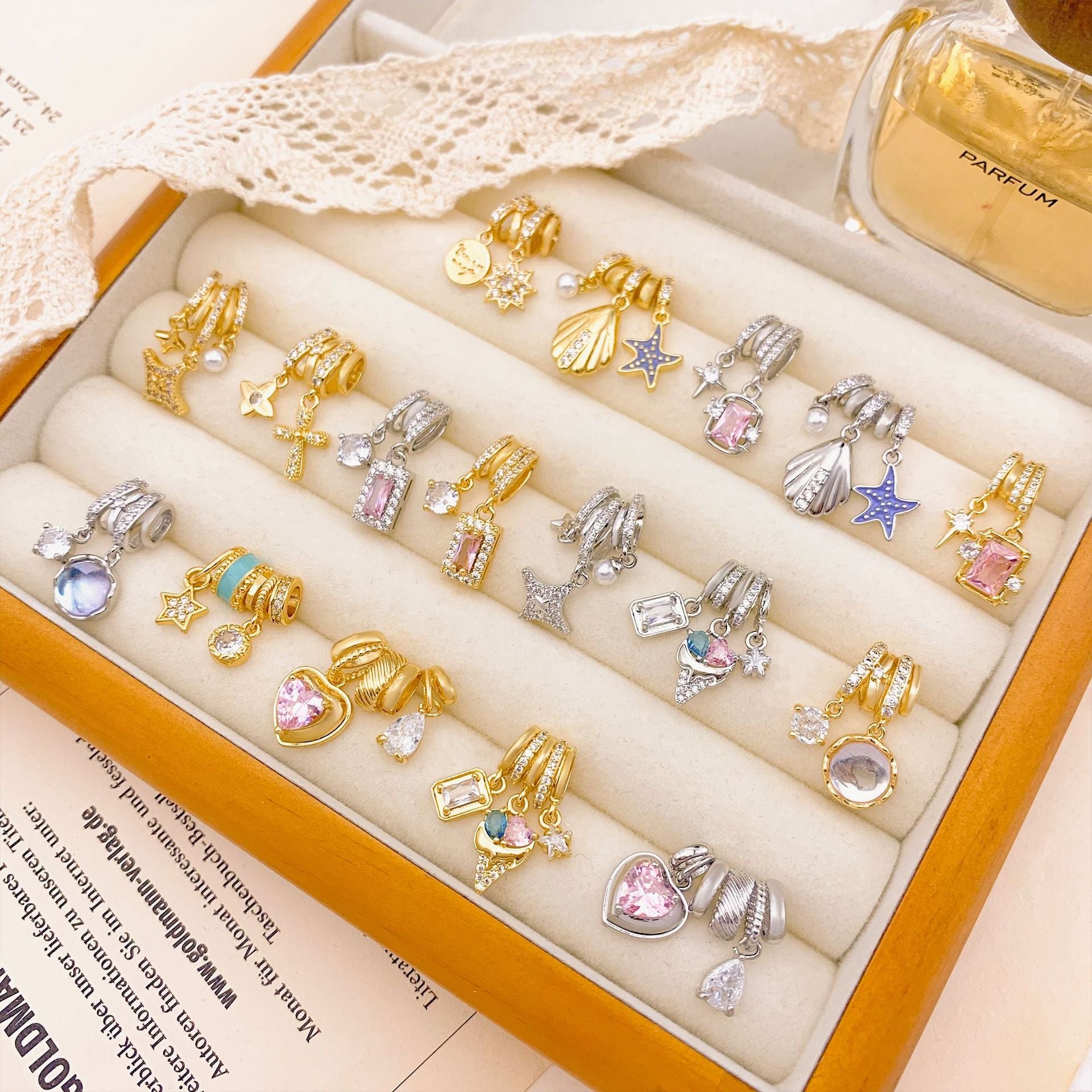 Wholesale Pendant Square Heart Micro-Paved Zircon DIY Jewelry