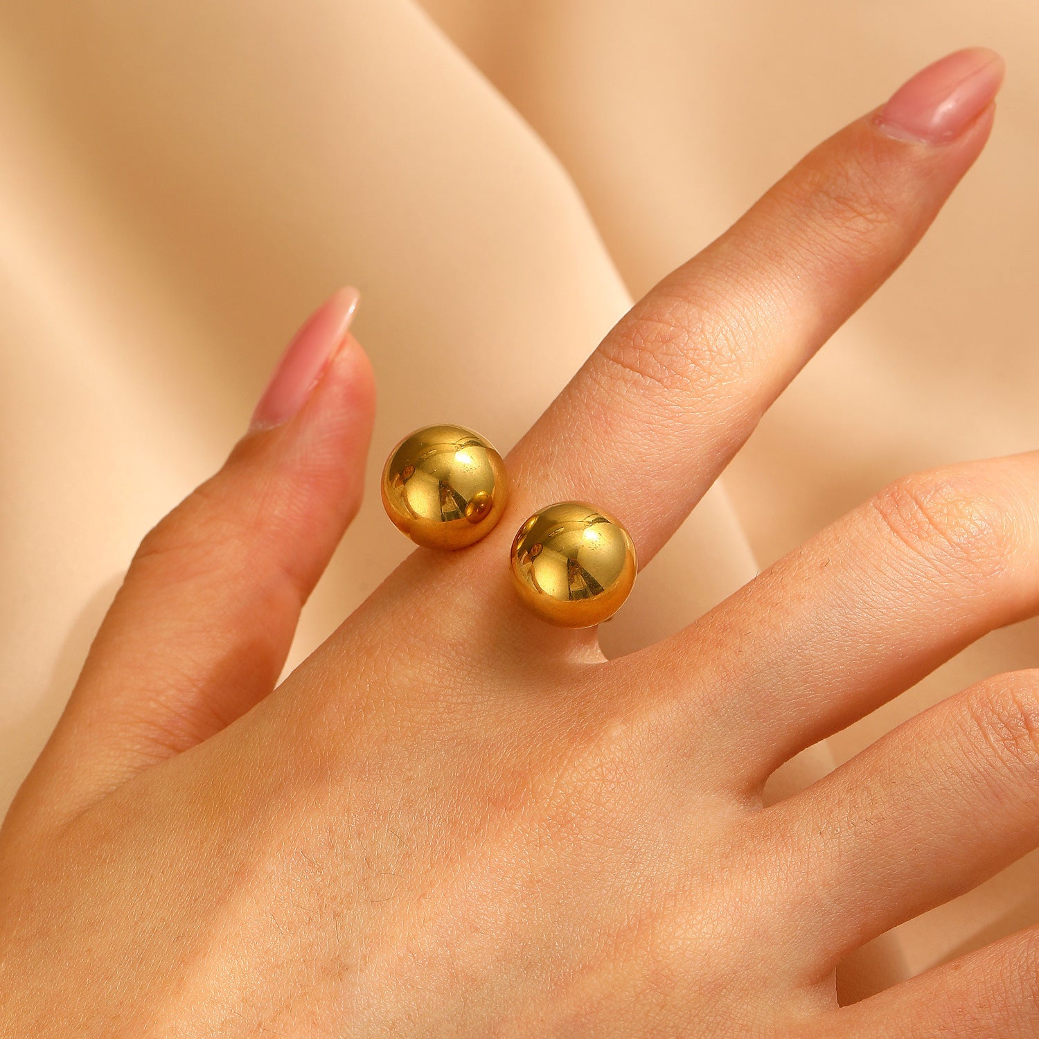 Wholesale Cross Bead Geometric Ball Ring