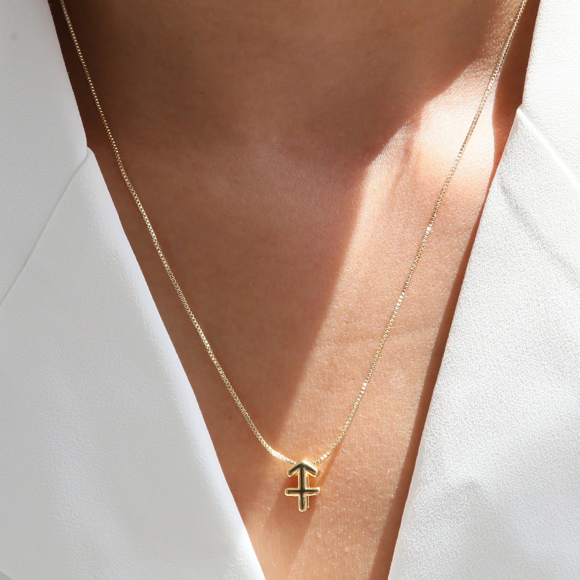 Wholesale 18k Color-preserving Brass Polished Small Bubble December 12 Constellation Pendant Choker Necklaces ACC-NE-BaiYi003