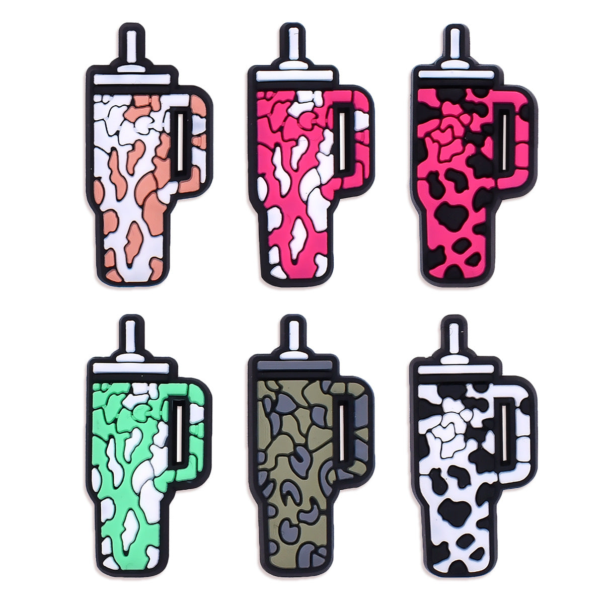 Wholesale Random 100pcs Cow Pattern Cup Shoe Buckle Decoration Shoes Charms ACC-SC-RYY028