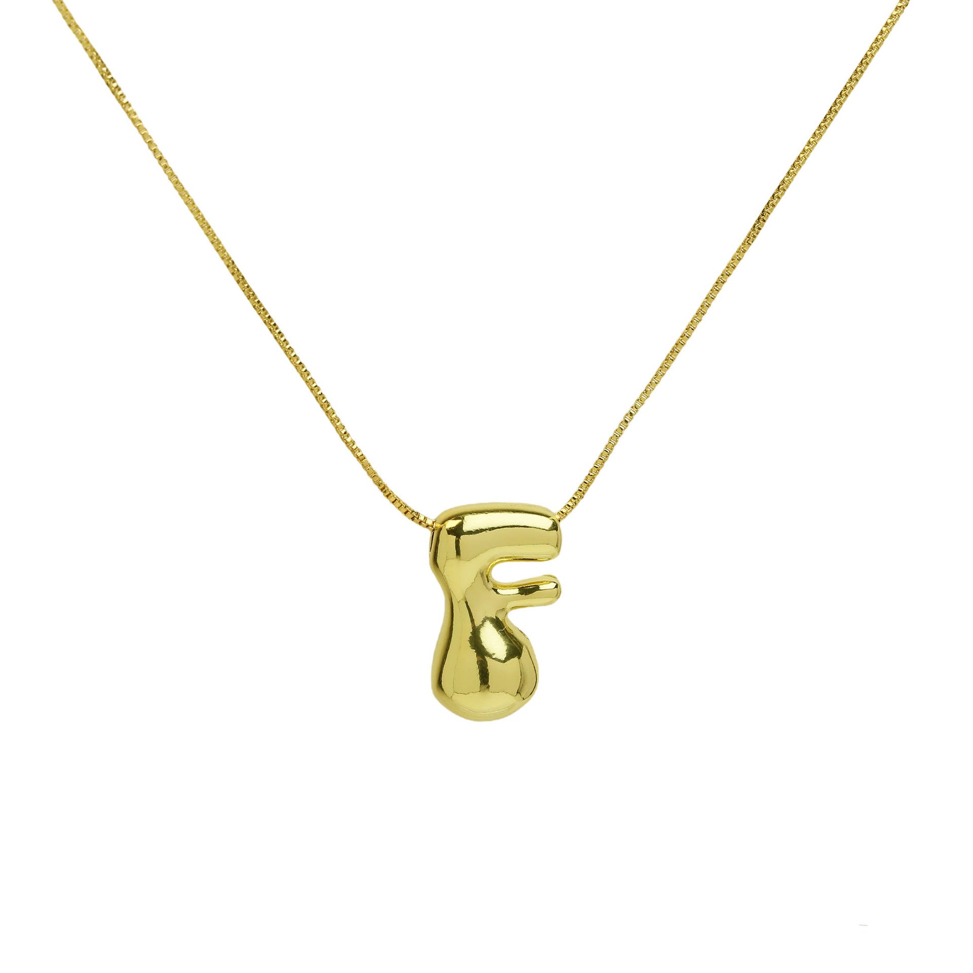 Wholesale 18K Brass Glossy Balloon Bubble 26 Letter Pendant Necklaces ACC-NE-BaiYi001