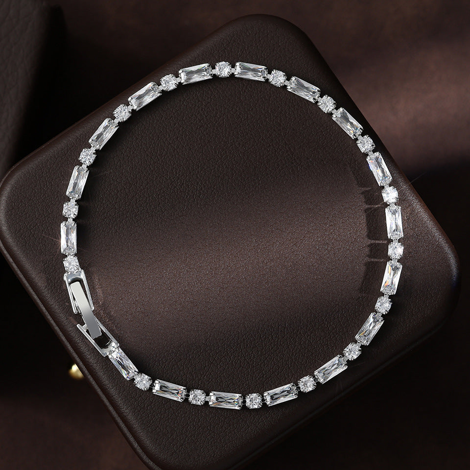 Wholesale Silver Plated Zircon Bracelet White Pink Geometric Women Fashion Accessory for Resale