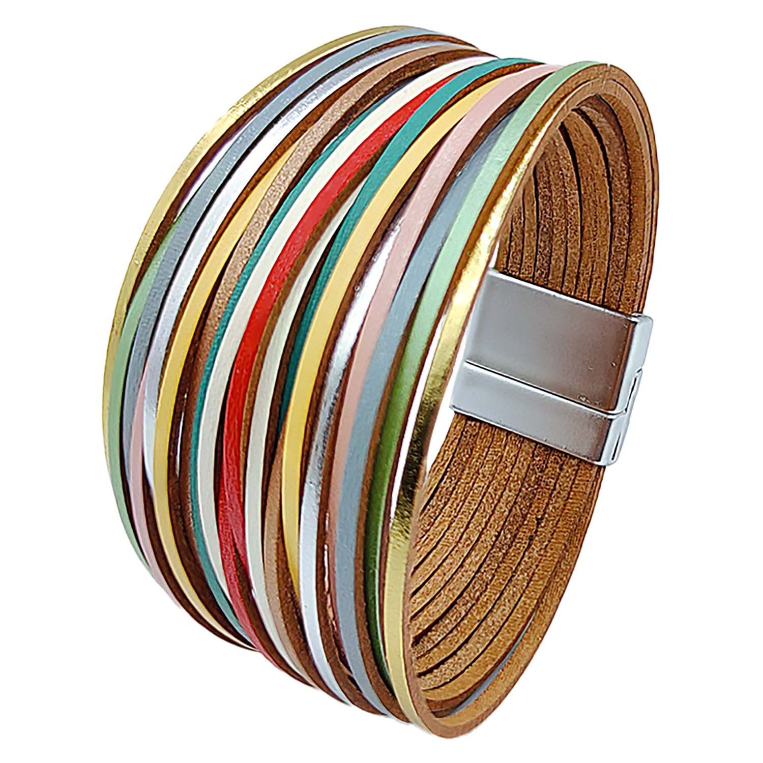 Wholesale Gradient Leather Cord Mixed Color Leather Bracelet ACC-BT-Shangy005