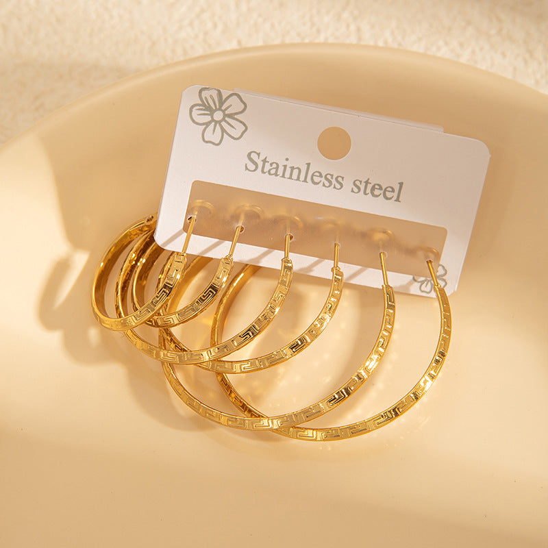 Wholesale Light Luxury Star Hoop Earrings for Women - Titanium Steel Electroplated,  Boutique Resale