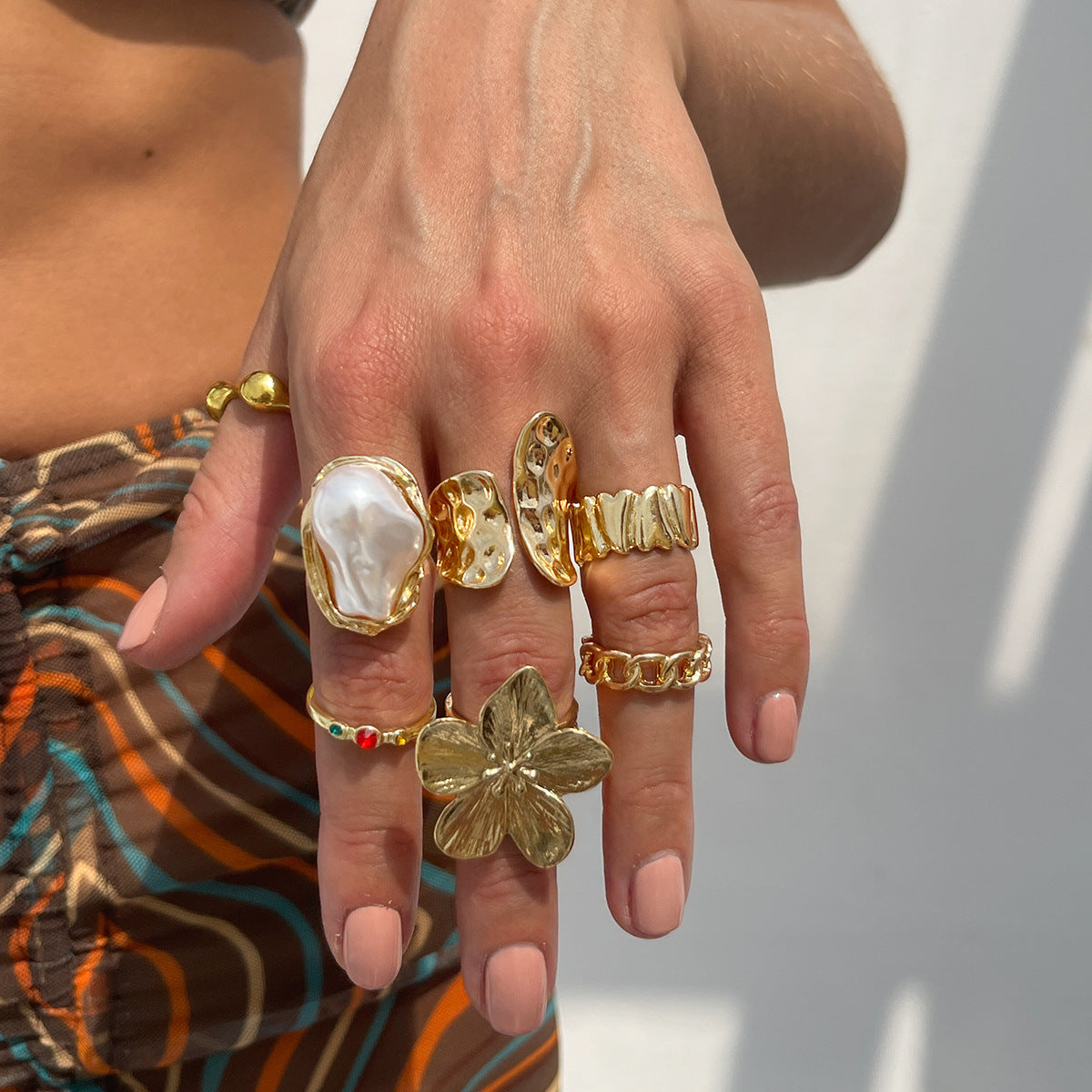 Wholesale Baroque Imitation Pearl Flower Ring - Trendy Accessory Gift for Resale