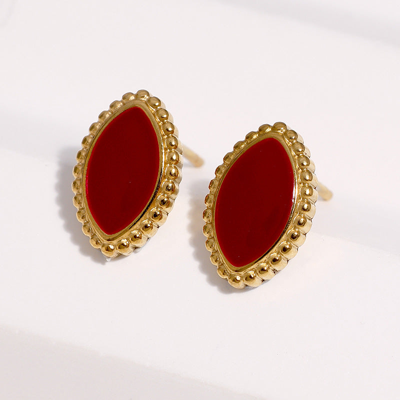 Wholesale Women S Black Marquise Earrings Stainless Steel Geometric Design Gold Plated Jewelry Accessory For Party And Gift