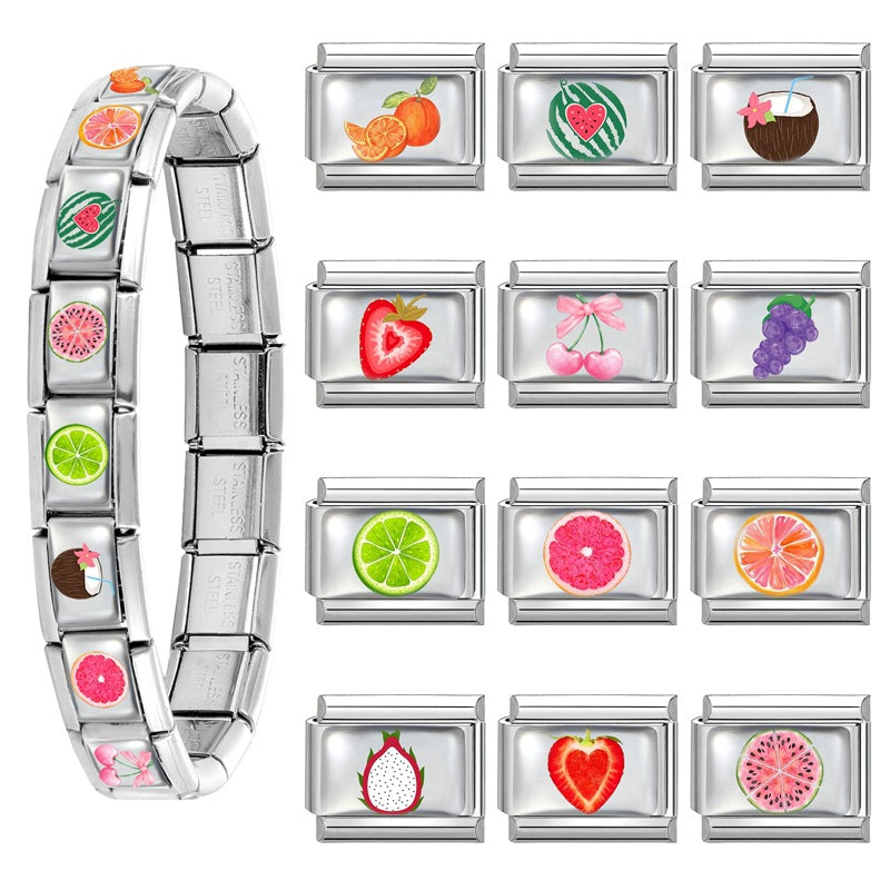 Wholesale 9mm Italian Charm Starter Bracelets DIY square Single Section Creative Stainless Steel Composable Bracelet