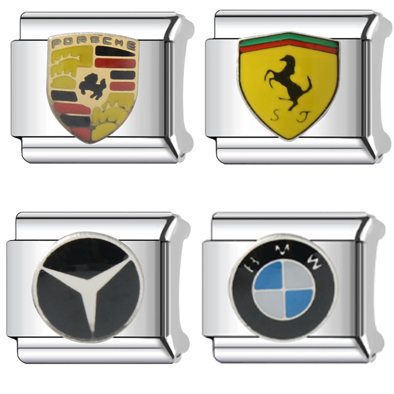 Wholesale Italian Charm Bracelet 9mm DIY Splicing Car Logo Series Titanium Steel Composable Bracelet