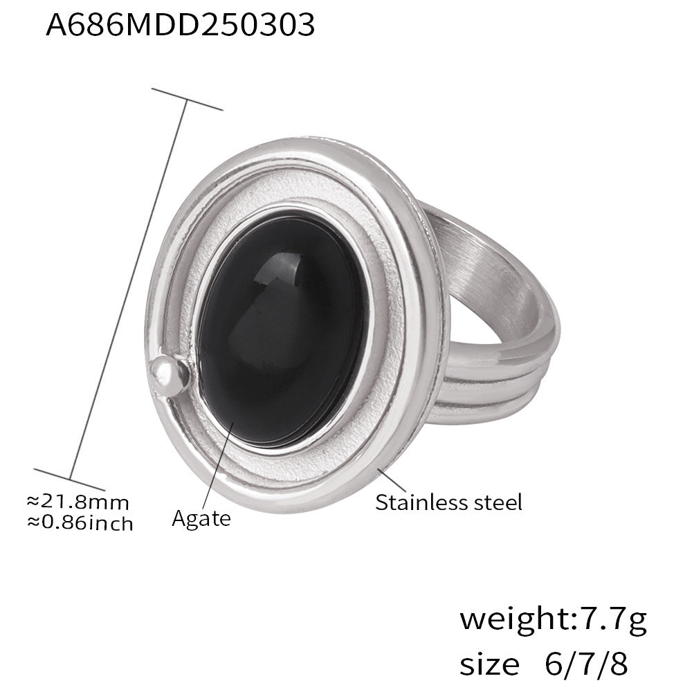 Wholesale zircon inlay ring stainless steel color retention finger ring