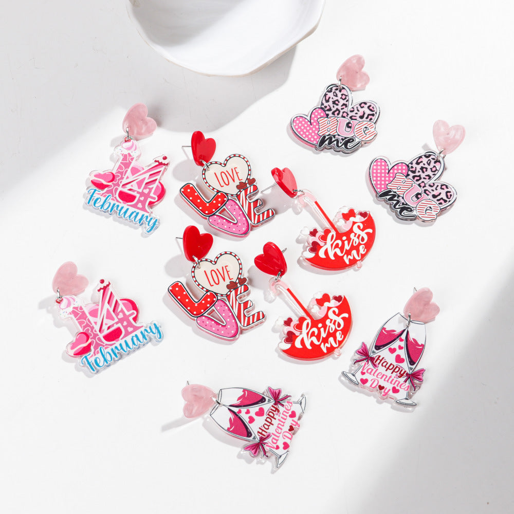 Wholesale Valentine's Day LOVE Letter Pink Love Acrylic Earrings