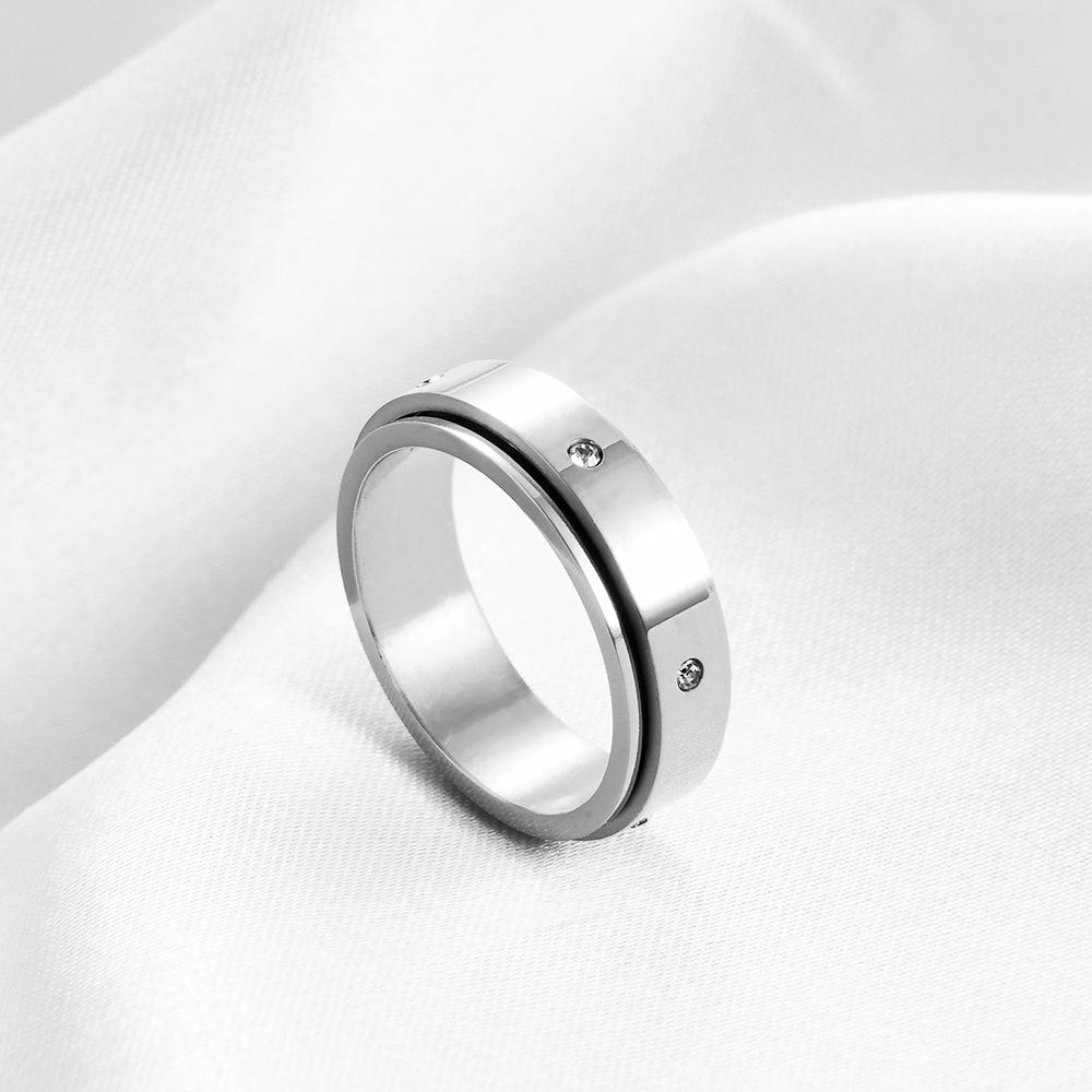 Wholesale  Symmetrical Diamond Decompression Rotatable Titanium Steel  Ring