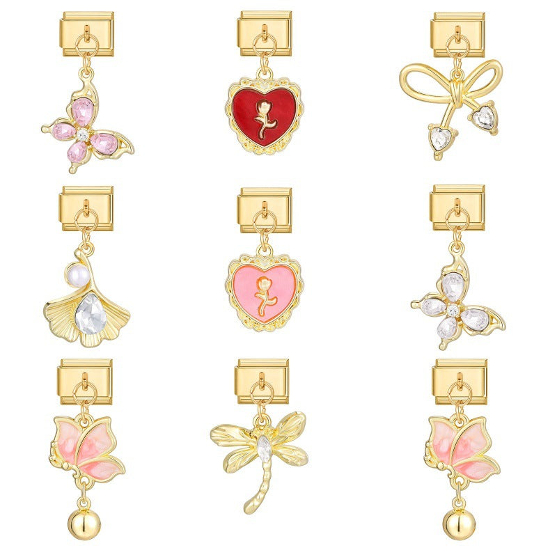 Wholesale 9mm Italian Charm Starter Bracelets DIY square Single Section Creative Stainless Steel Composable Bracelet