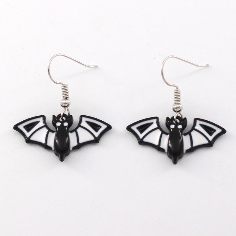Wholesale Halloween Ghost Face Bat Spider Cross Alloy Oil Drop Earrings ACC-ES-Liyao004