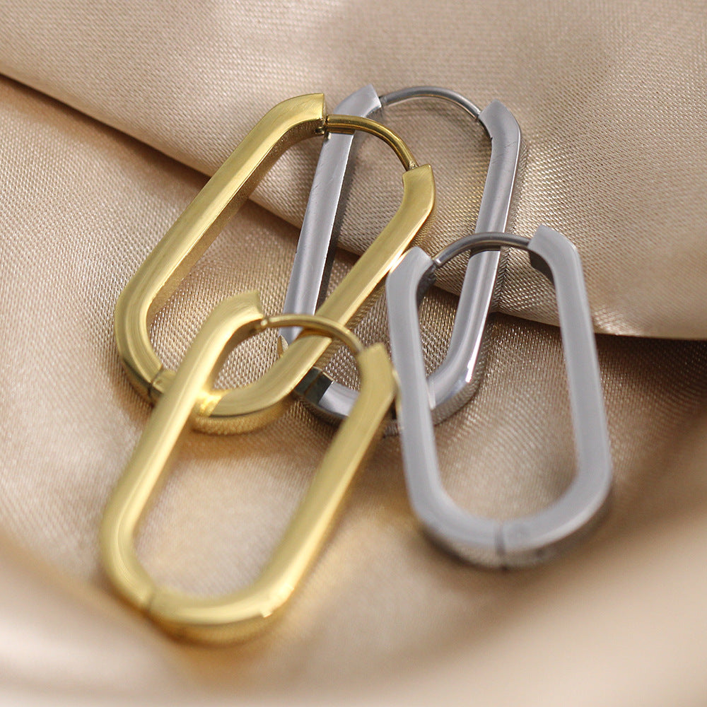 Wholesale 18K Golden U-shaped Earrings Geometric Stainless Steel Fashion Earrings
