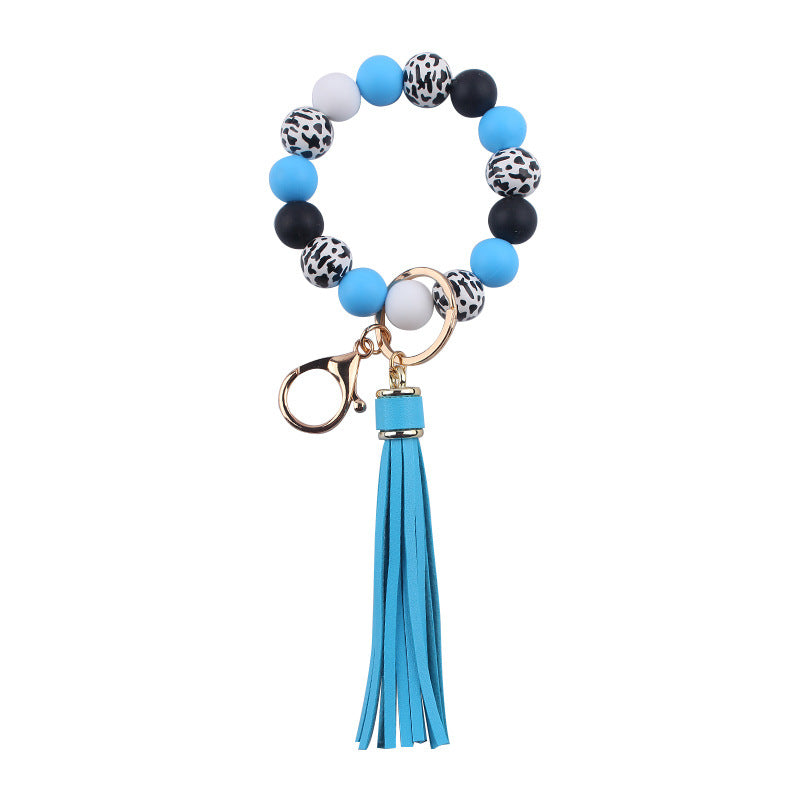 Wholesale New Leather PU Tassel Silicone Beads Wooden Beads DIY Name Beads Bracelet Keychain Pendant ACC-KC-GuangTian038
