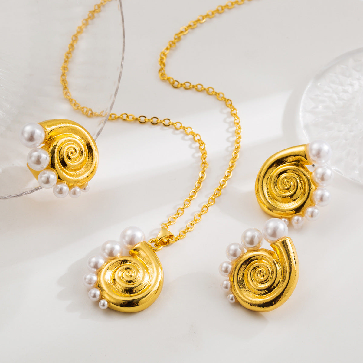 Wholesale Conch  Pearl Earrings Necklace Ring Accessories