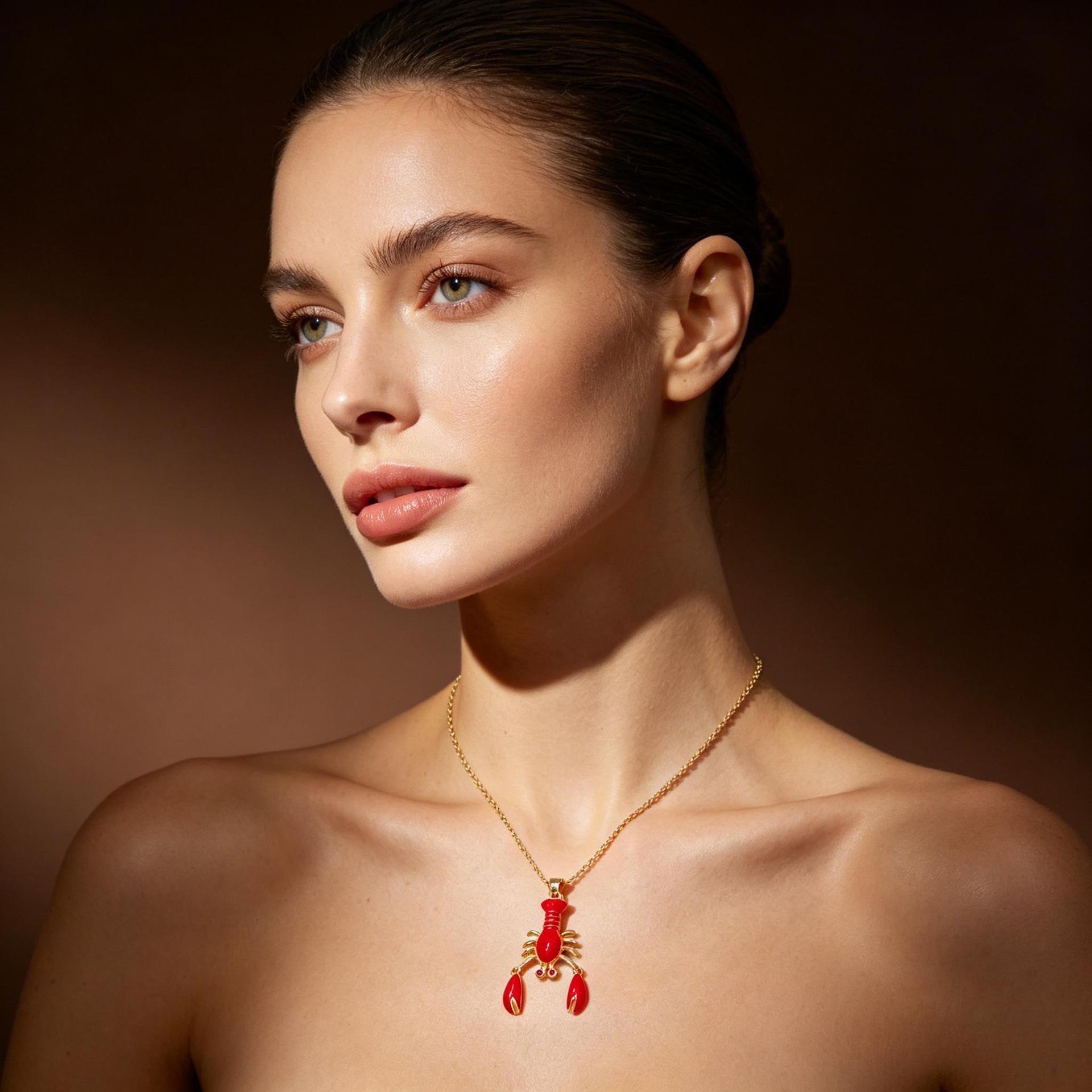 Wholesale Lobster Pendant Necklace Gold Tone Copper Niche Design Jewelry Accessory for Resale
