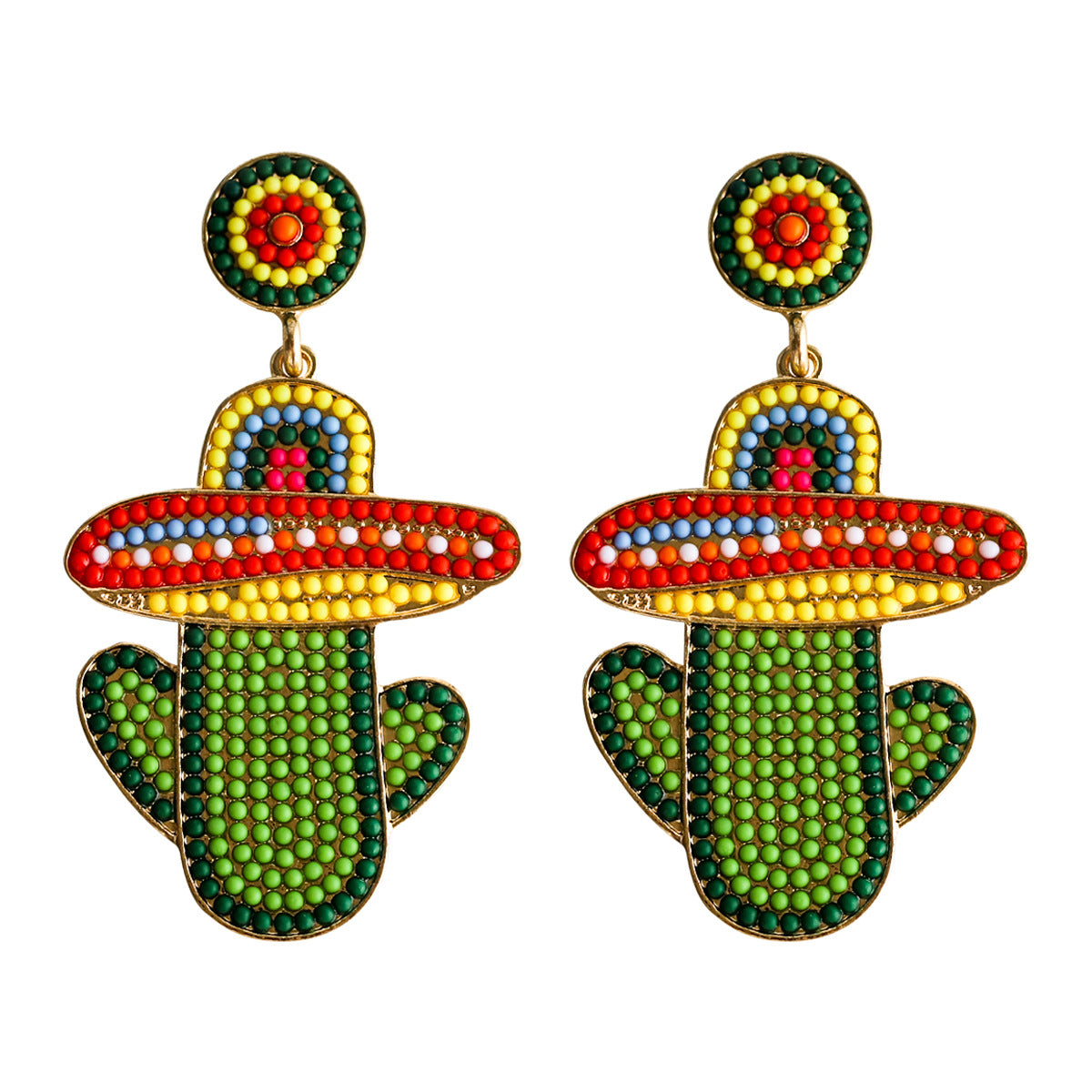 Wholesale Mexican Festival Colored Rice Ball Cactus Avocado Chili Earrings ACC-ES-JiaQi003