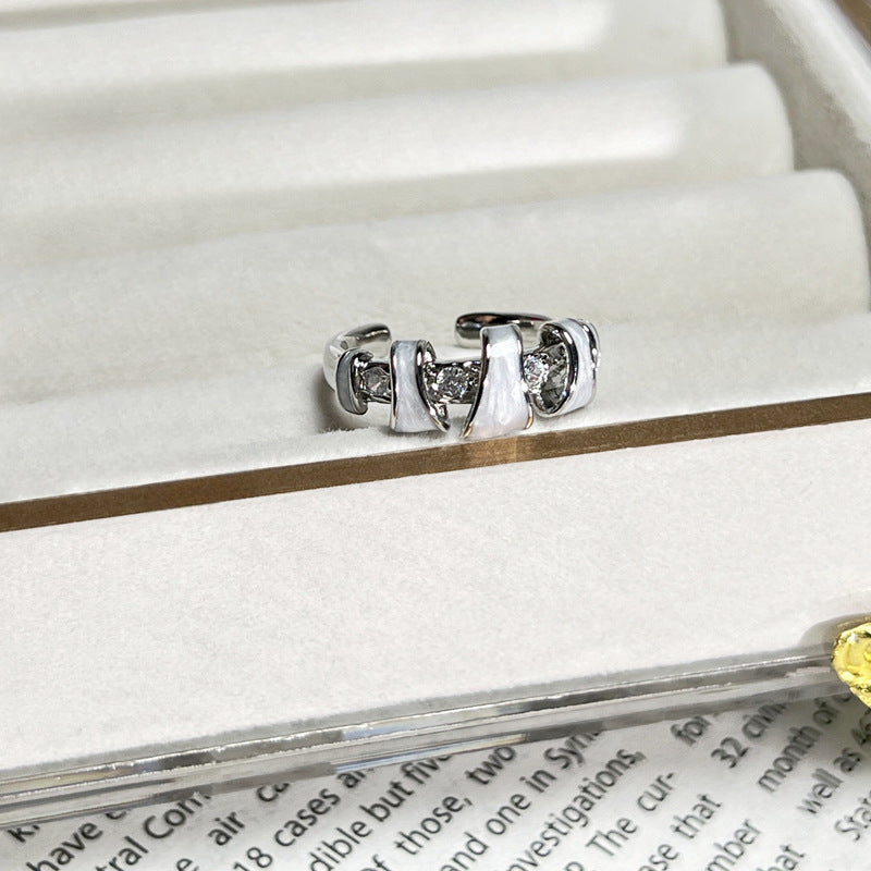 Wholesale White Drop Glaze Butterfly Saturn Fashion Ring