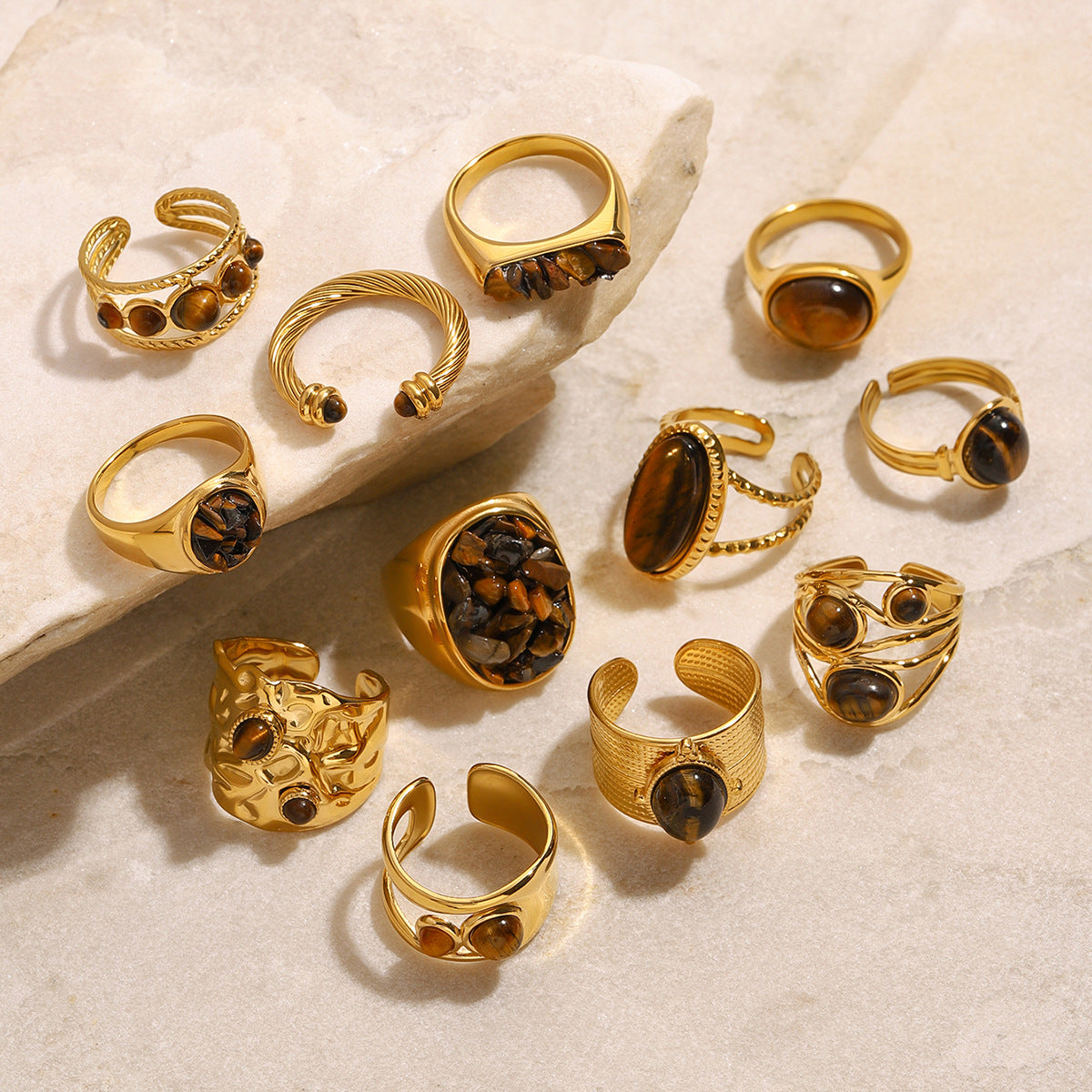 Wholesale Stainless Steel Tiger Eye Stone Ring