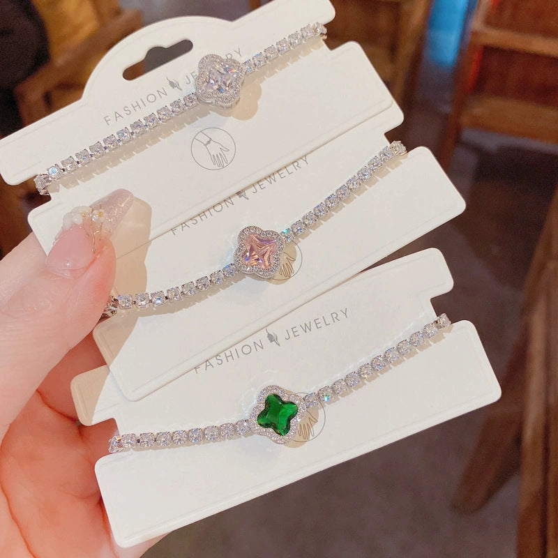 Wholesale Four-Petal Flower Zircon Bracelet Women Fashion Jewelry Accessory Gift Boutique Resale