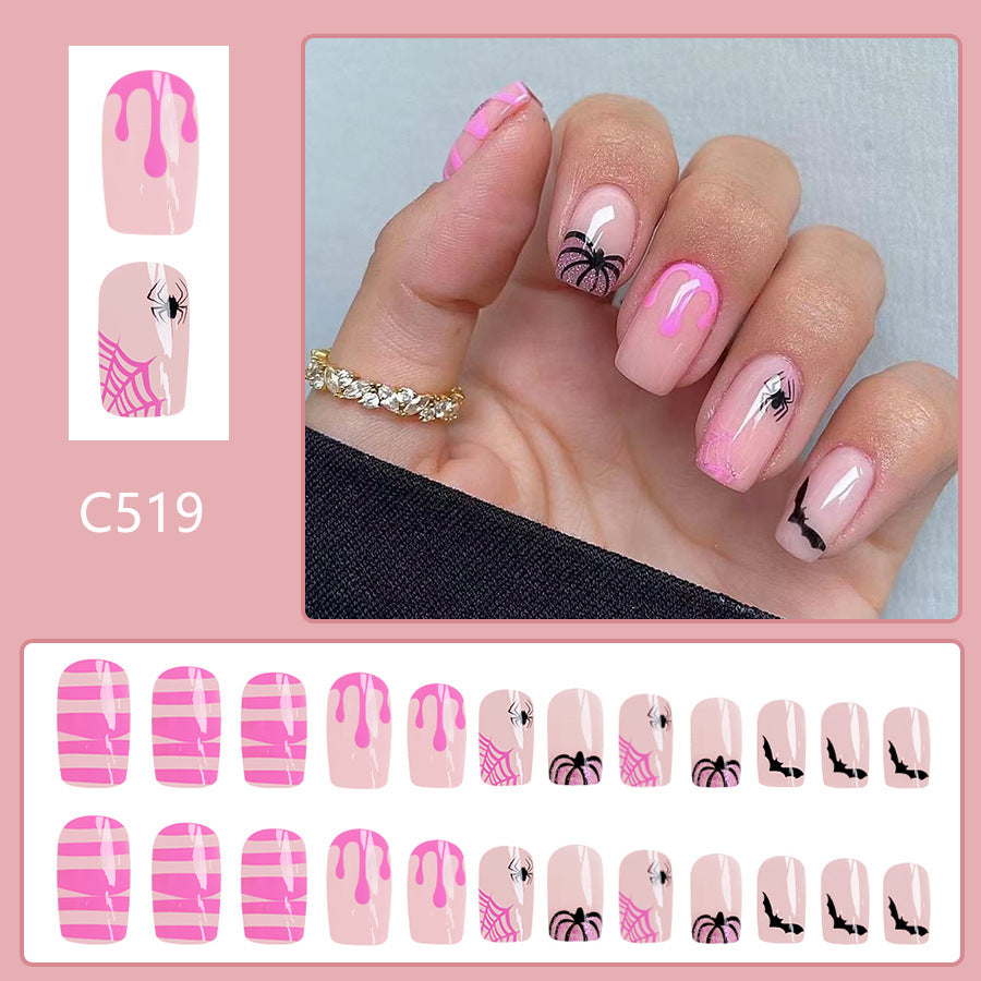 Wholesale 24 Pieces/box Halloween Spider Press-on Nails Kits Nail Stickers ACC-NS-GuaiXL086