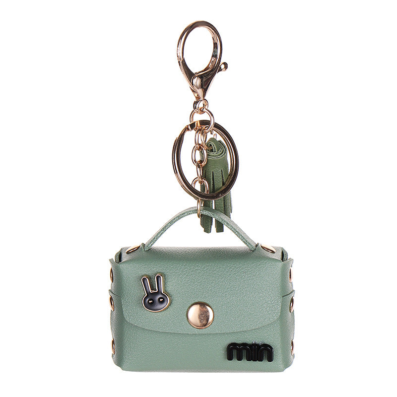 Wholesale  Leather Earphone Storage Bag Third Generation Bluetooth Earphone Case Wireless Keychain