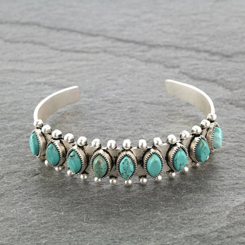 Wholesale Bohemian Turquoise Open Cuff Bracelet Retro Ethnic Style Fashion Accessory Gift