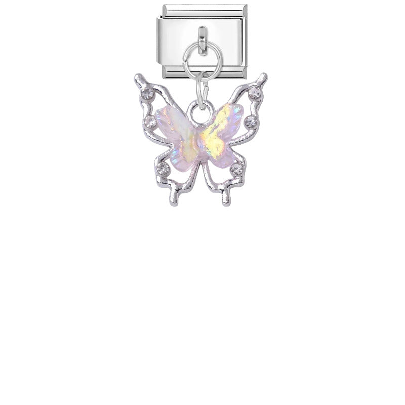 Wholesale Stylish DIY Bracelet Kit Titanium Steel Purple Pink Butterfly Star Charms Jewelry Accessory