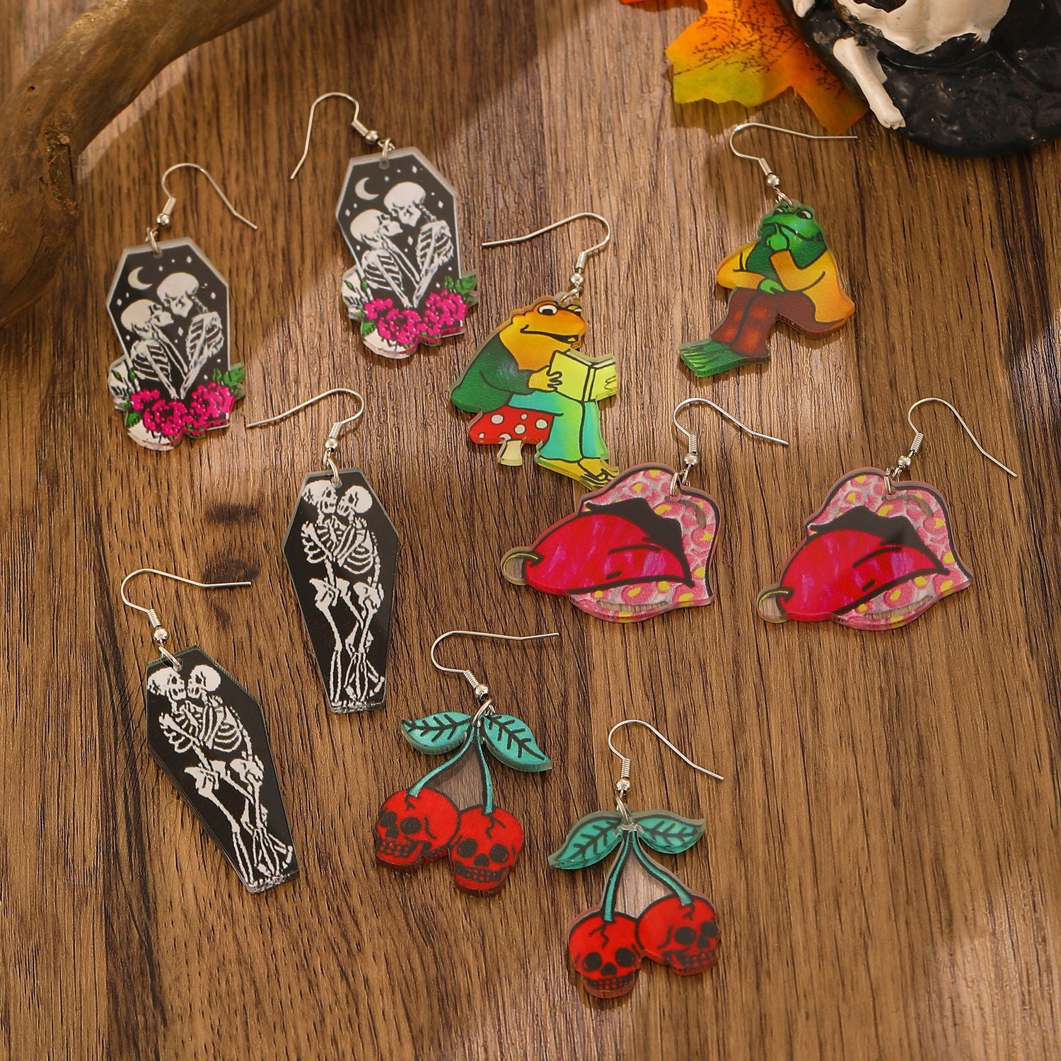 Wholesale Acrylic Cartoon Earrings  Cherry Skull Frog Fashion Accessory