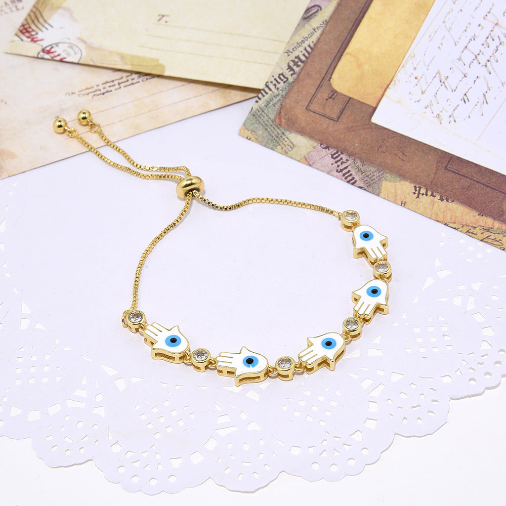 Wholesale Micro-inlaid Zircon Palm Oil-dripping Devil' s Eye Bracelet