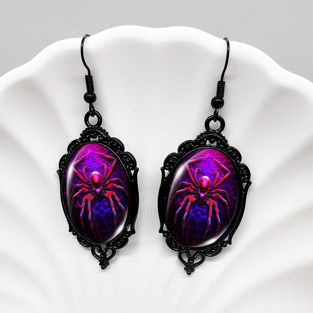 Wholesale Halloween Retro Bloody Spider Round Earrings ACC-ES-XiangLian008