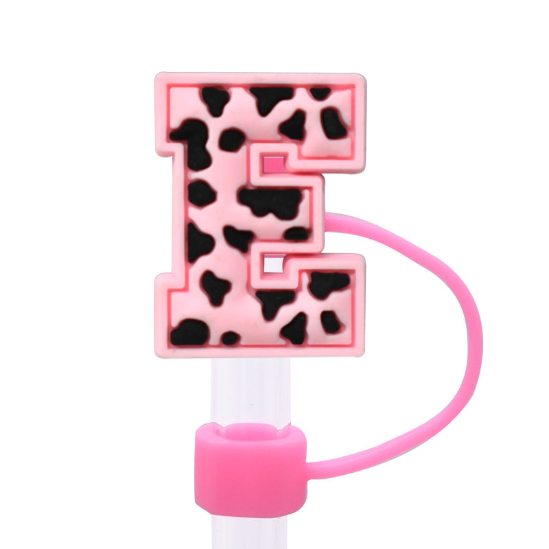 Wholesale Random 100pcs Pink leopard print cartoon Straw Cover Straw Tube Cap