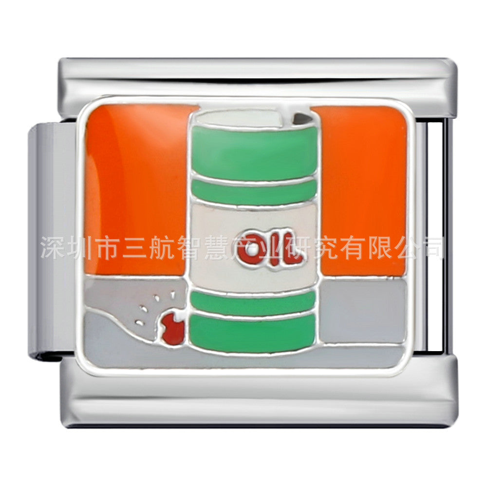 Bracelet de charme italien 5pcs 5pcs 9 mm DIY Splicing Paysage Pictorial en acier inoxydable Bracelet composable