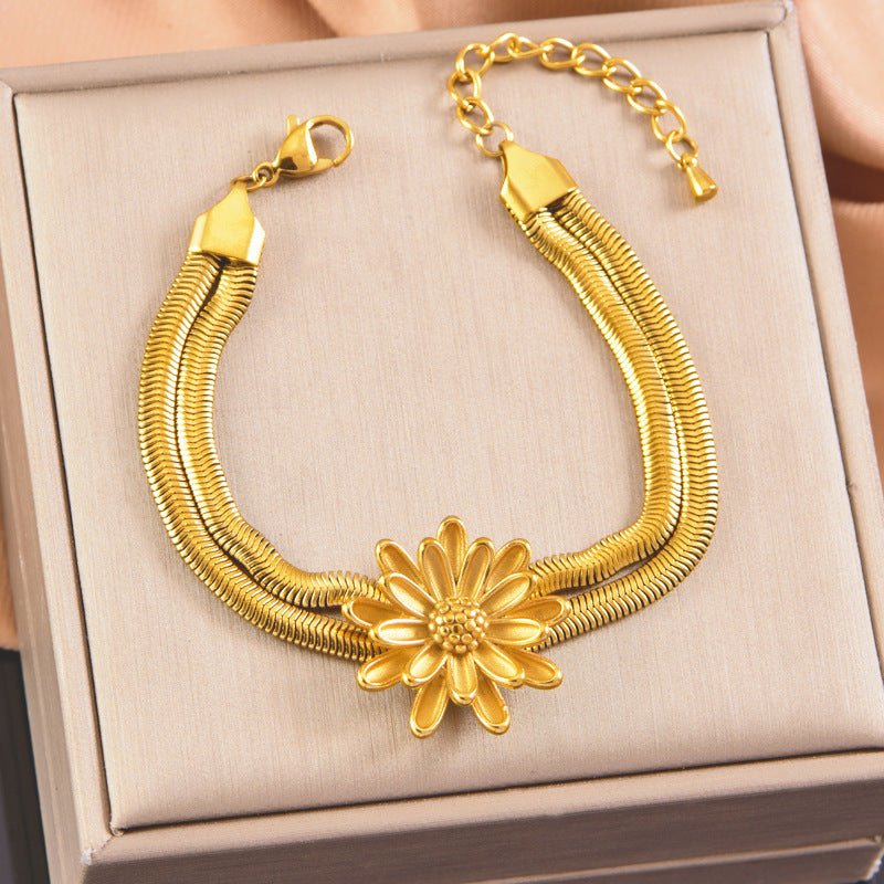 Wholesale  Stainless steel simple fashion double snake bone bracelet