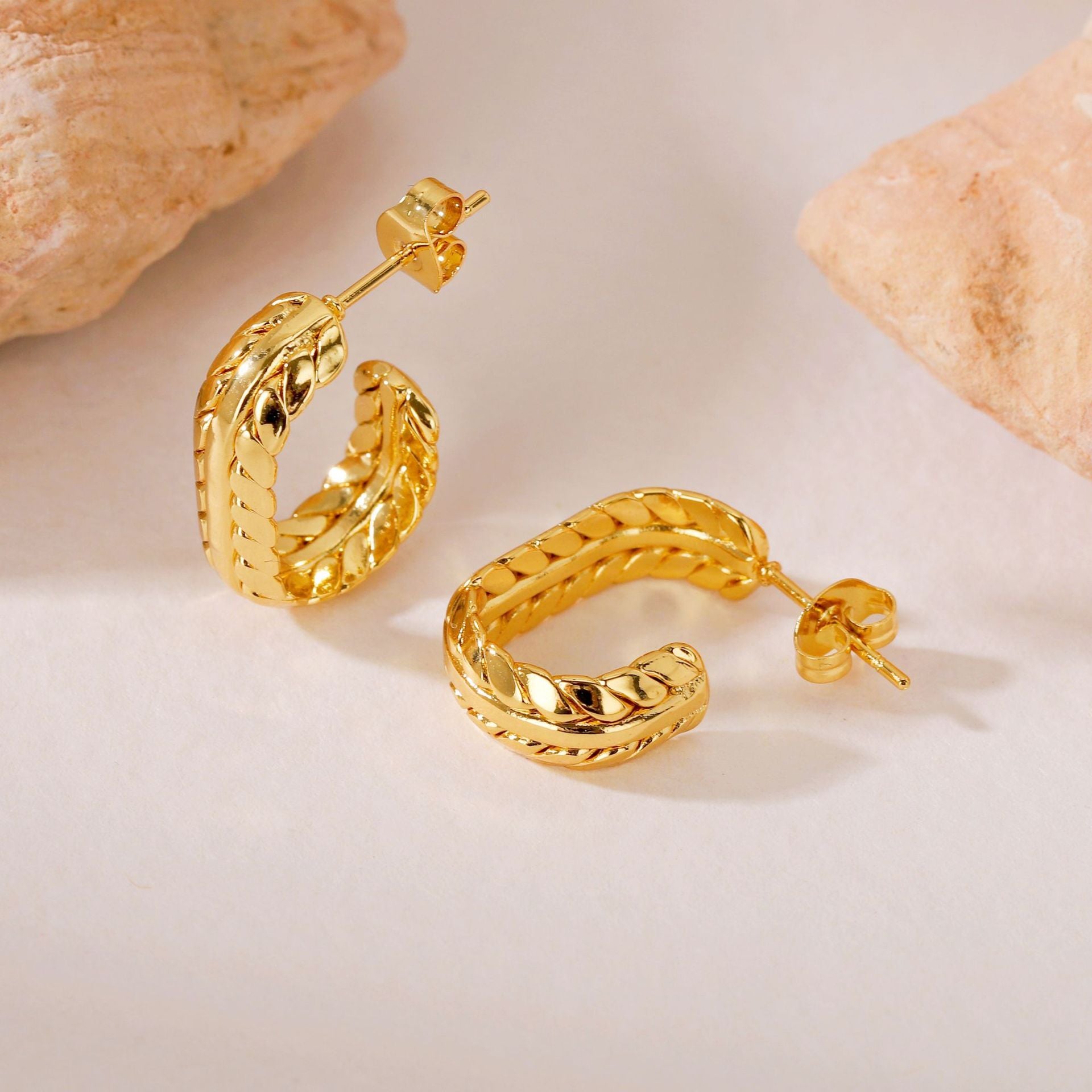 Wholesale Titanium Steel Wheat Ear Earrings