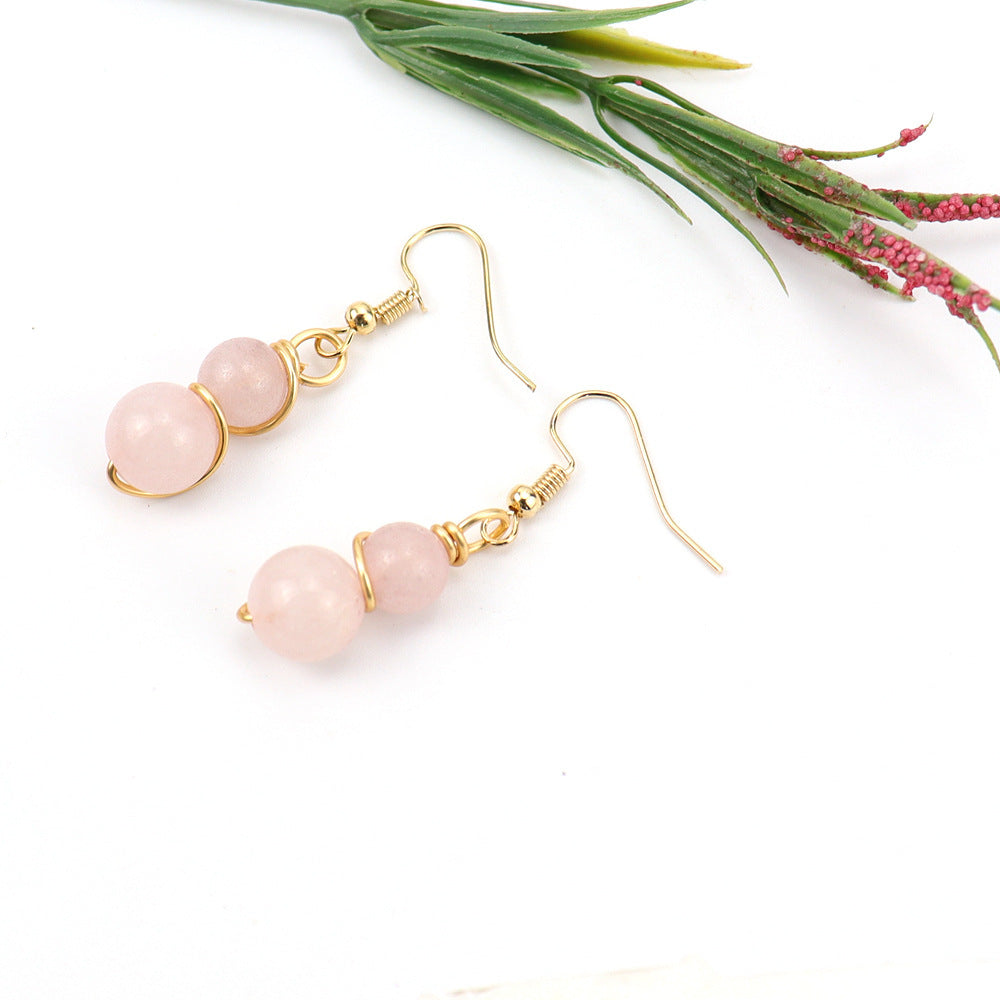 Wholesale Handmade Tree Design Gold Tone Crystal Beaded Wire Wrapped Drop Earrings Fashion Accessory Gift Boutique Resale